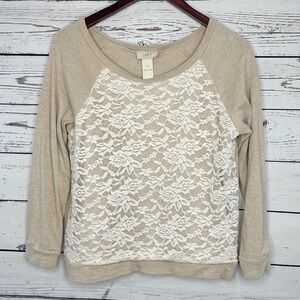 LOFT Women's Cream Lace Sweatshirt
